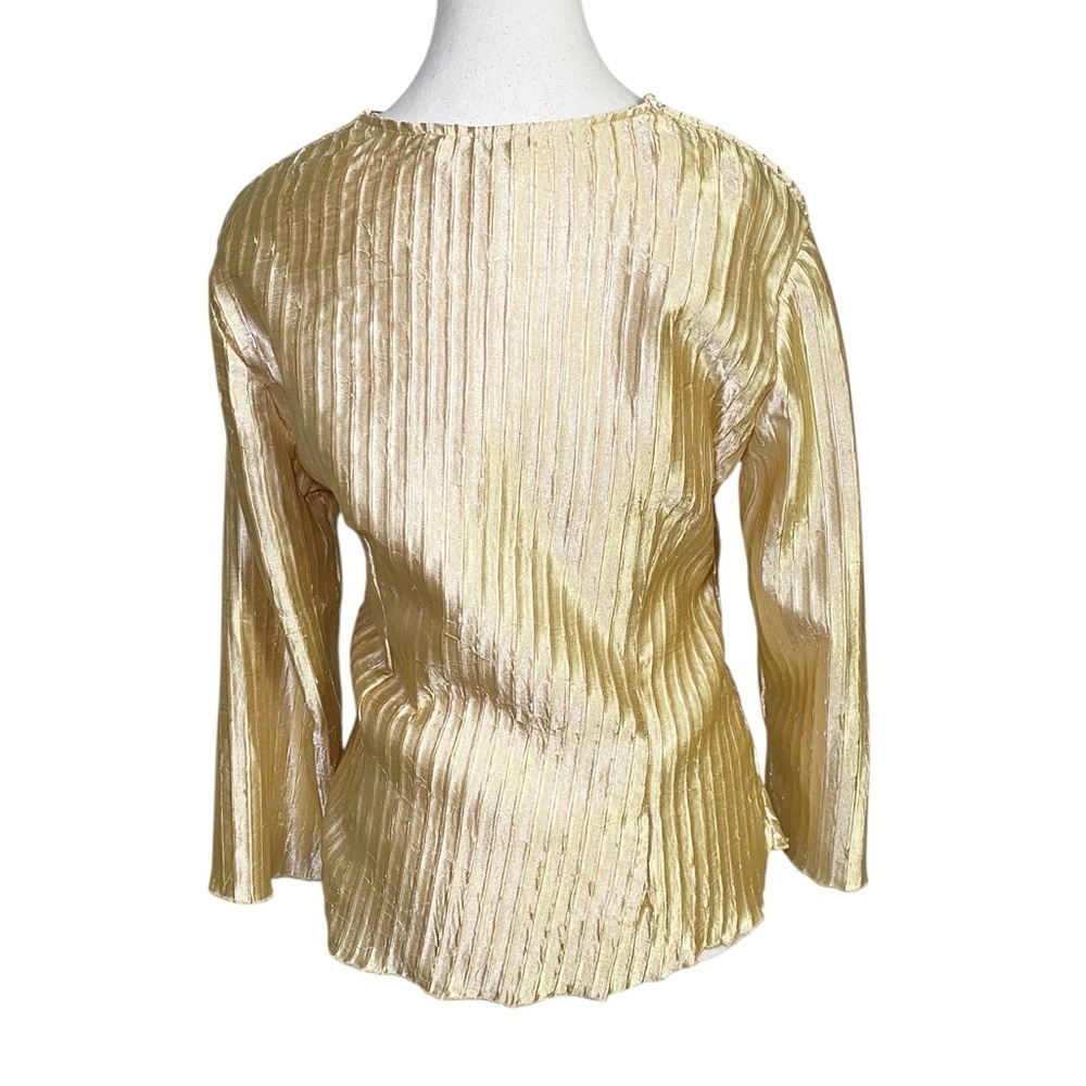 Cato Gold Pleated Women's Blouse - Picture 2 of 14